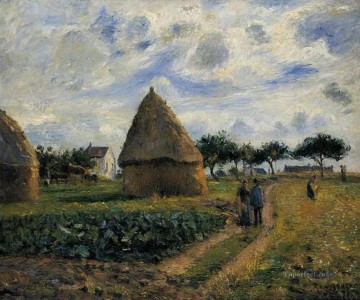 Los campesinos y los montones de heno 1878 Camille Pissarro Pinturas al óleo